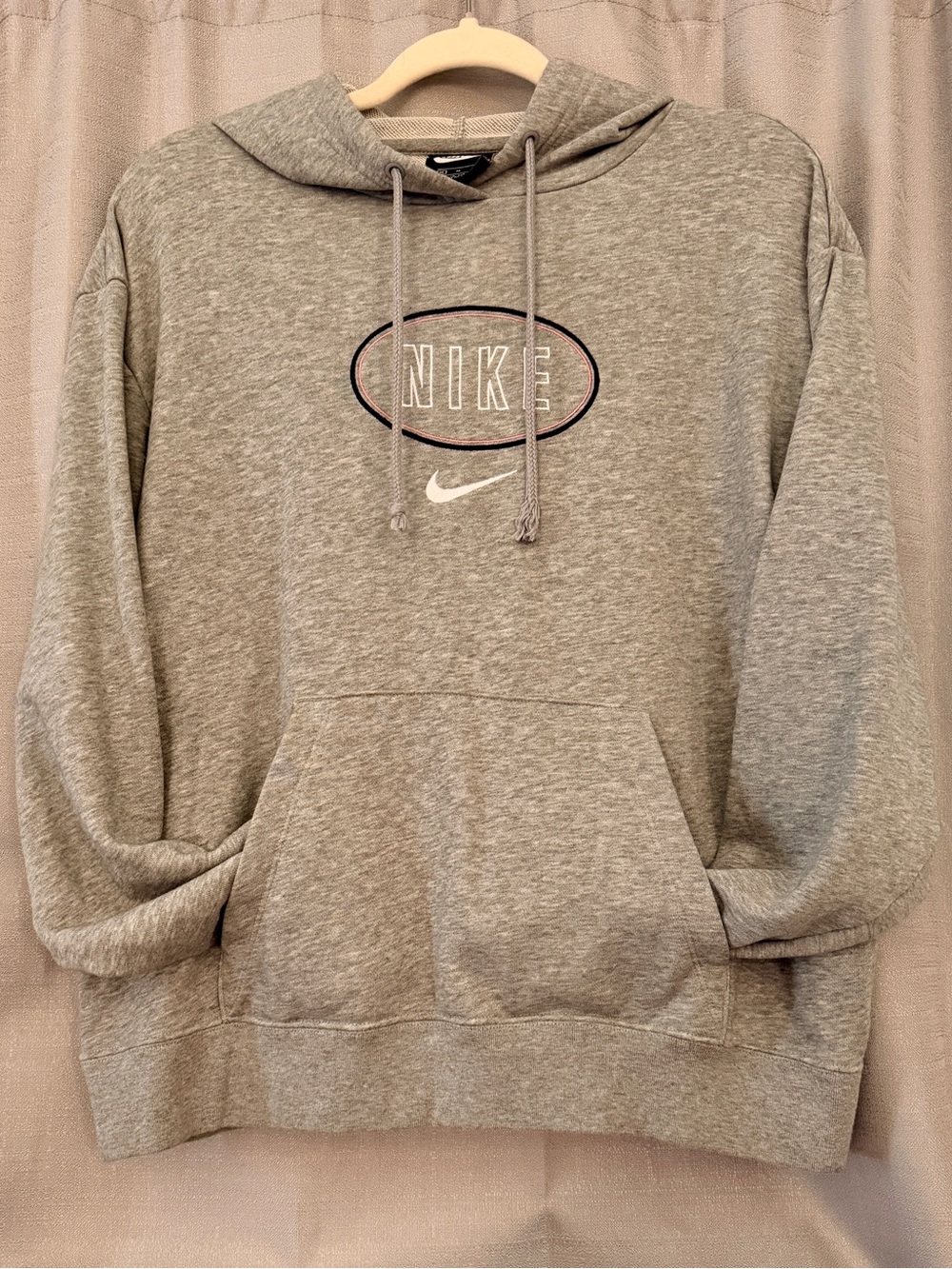 Nike Women’s Gray Embroidered Logo Hoodie Pink Black Swoosh Size M